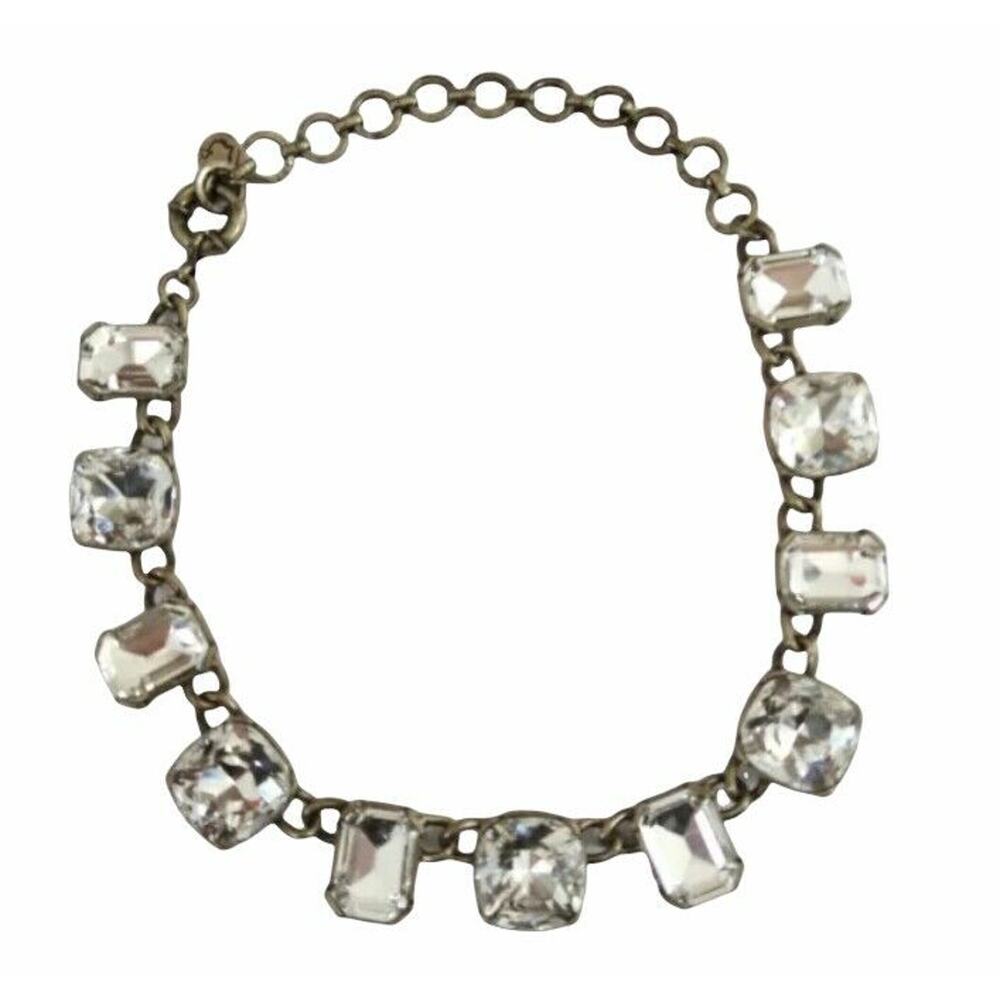 C. Wonder Women's Gold Tone Crystal Spring Ring Clasp Choker Necklace 16"